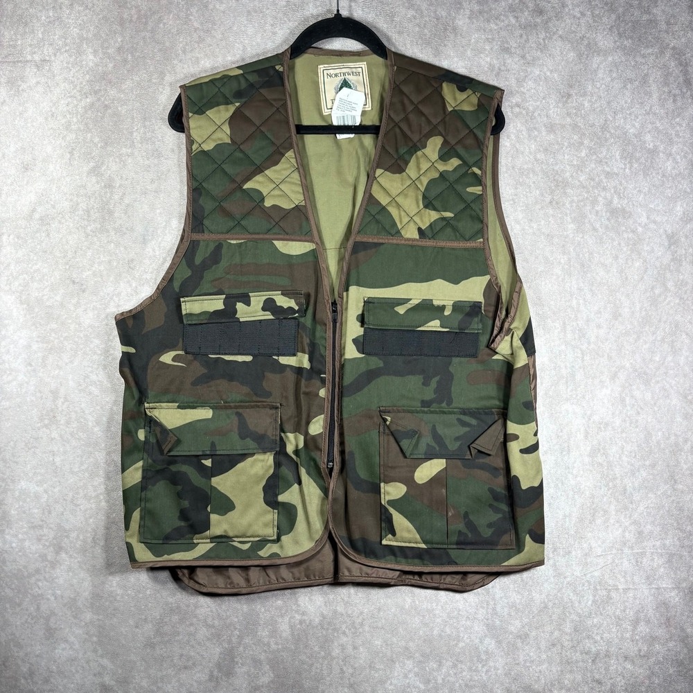 Vintage Northwest Territory Vest Mens Large‎ Green Camouflage Quilted Hunting